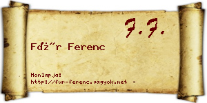 Für Ferenc névjegykártya